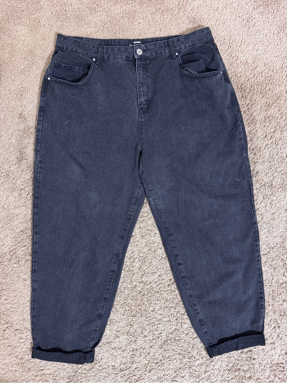 Cotton On Slouch Mom Jeans Women's Tapered Relaxed Fit Black size 14 Casual